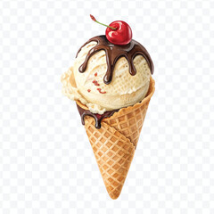 realistic 3d Ice cream cone in different style isolated on transparent background	