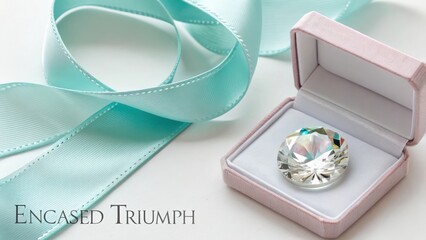 Elegant Crystal Gem in Soft Pink Box with Turquoise Ribbon Style