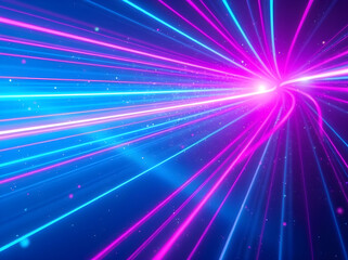 Fototapeta premium Futuristic Neon Light Trails Background–Abstract Digital Glow in Blue and Pink Colors