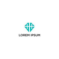 A minimalist logo design featuring a diamond shape with the letter 