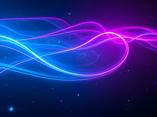 Fototapeta premium Futuristic Neon Light Trails Background–Abstract Digital Glow in Blue and Pink Colors