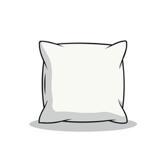A clean, flat vector illustration of a comfortable white pillow, representing sleep, rest, and bedroom decor in a minimalist style.
