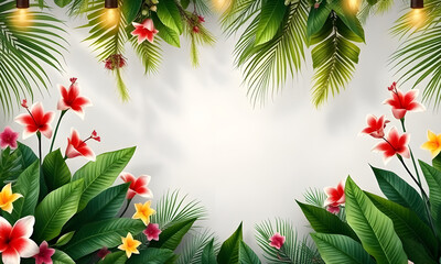 frame of tropical flowers