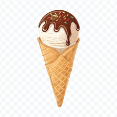 realistic 3d Ice cream cone in different style isolated on transparent background	