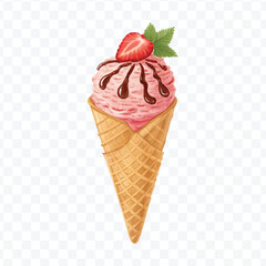 realistic 3d Ice cream cone in different style isolated on transparent background	