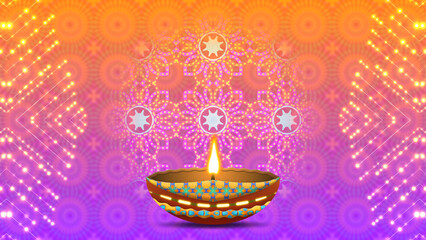 Unique background of Diwali holiday with eye pleasing colours and traditional pattern design. Happy diwali holidays concept.