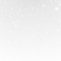 Falling snowflakes with cold frost and transparent winter pattern.