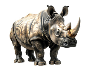 Fototapeta premium Realistic Rhino Figurine on White Background (2)