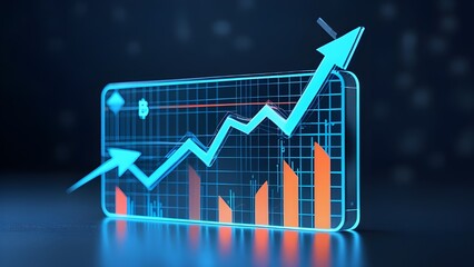 Digital Wallet Hologram with Growth Chart