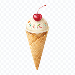realistic 3d Ice cream cone in different style isolated on transparent background	