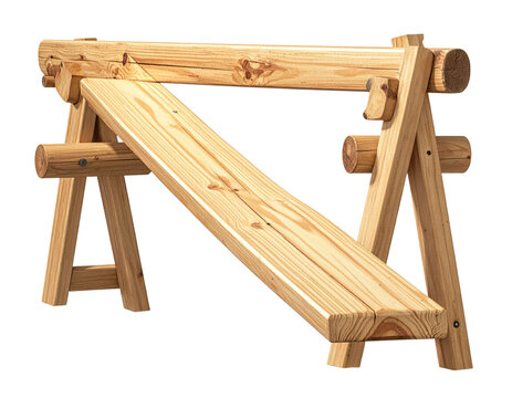 Vintage Playground Wooden Seesaw PNG Cutout