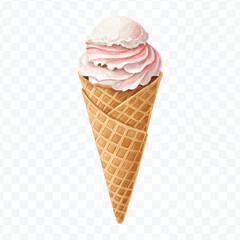 realistic 3d Ice cream cone in different style isolated on transparent background	