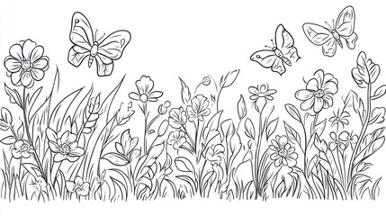 Fototapeta premium Floral border design illustration