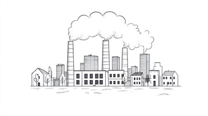 Naklejka premium Industrial cityscape illustration