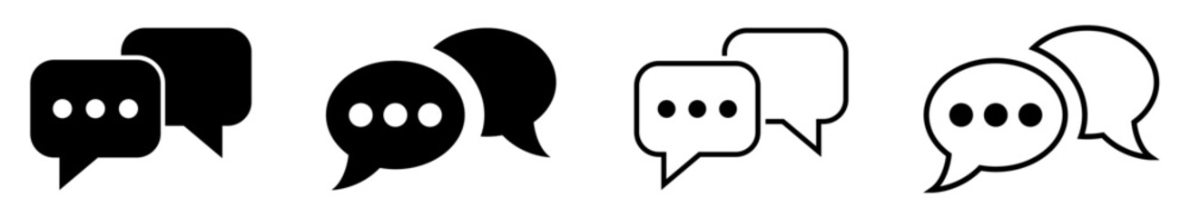 Set of chat bubble icons, modern message speech bubble symbols in flat and outline style. icons, vector.