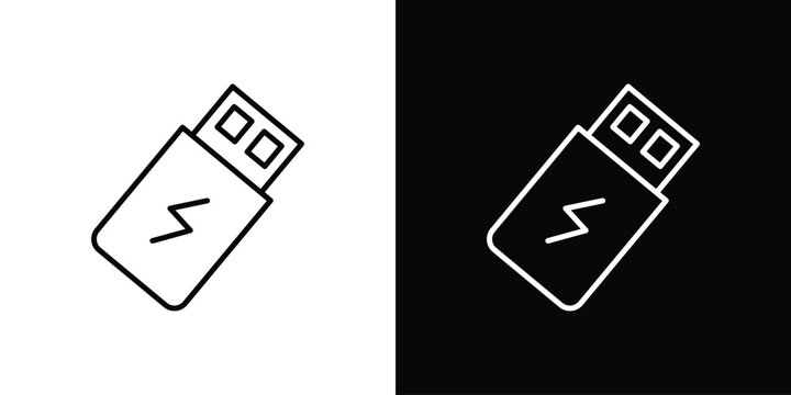 USB icon in line design. editable stroke icon.
