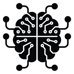 brain with circuits  ai   technology  vector icon
