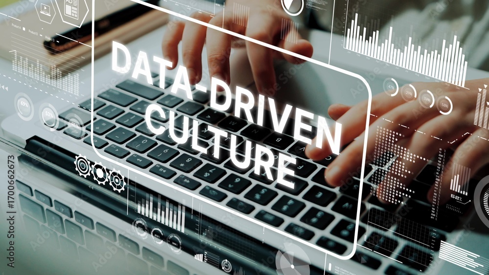 Poster data-driven culture promoting innovation through technology and analytics in modern business environ