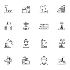 Industrial and Factory Line Icon Set