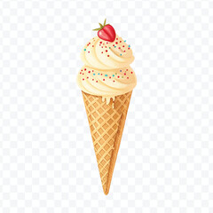 realistic 3d Ice cream cone in different style isolated on transparent background	