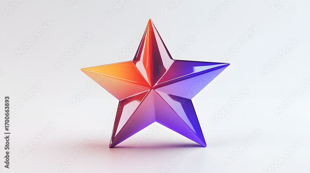 Poster colorful three-dimensional star shape with gradient effect