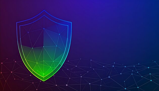 Abstract shield graphic on a vibrant digital backdrop - Powered by Adobe