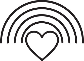 Rainbow Heart: A minimalist illustration features a heart nestled beneath a vibrant rainbow. The artwork evokes feelings of love, hope, and positivity. 