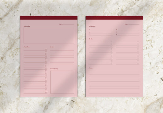 Minimal Red and Pink Planner Set
