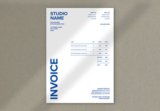 
Simple Invoice Layout with Blue Accents