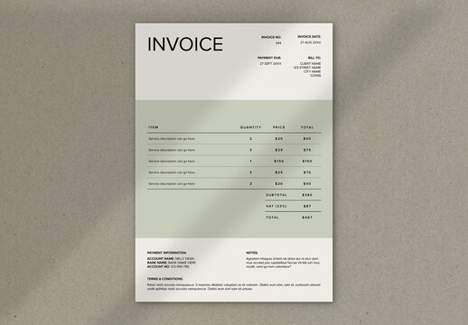 
Simple Invoice Layout with Green Accents
