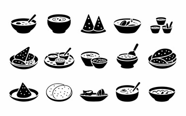 Vector art of collection of indian food silhouettes