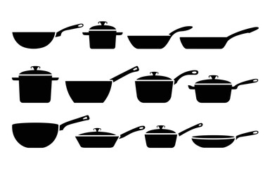 Vector art of set of kitchen pan icons, vector format