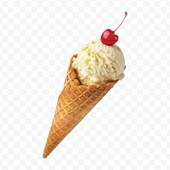 realistic 3d Ice cream cone in different style isolated on transparent background	