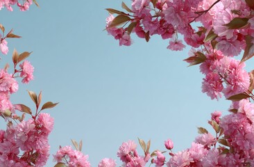 Fototapeta premium Pink Blossoms Frame a Clear Sky
