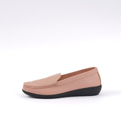 Woman brown shoe, Leather shoe with white background, Men's brown moccasins, loafers isolated white background. Side view, top view and sole.