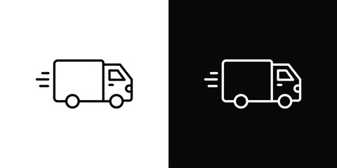 Fast shipping delivery truck icon in line design. editable stroke icon.