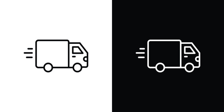 Fast shipping delivery truck icon in line design. editable stroke icon.