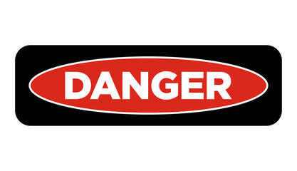 Danger label PNG with transparent background, red and black safety warning sign for industrial hazard alerts and restricted areas