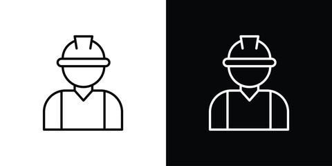 Construction worker icon in line design. editable stroke icon.