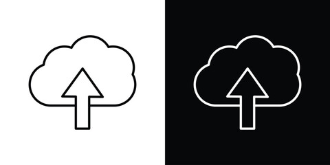Cloud upload icon in line design. editable stroke icon.
