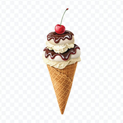 realistic 3d Ice cream cone in different style isolated on transparent background	