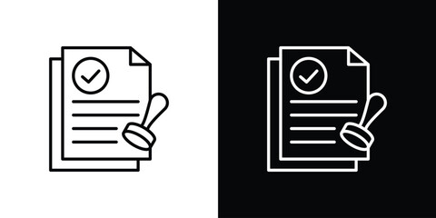 Approved document icon in line design. editable stroke icon.
