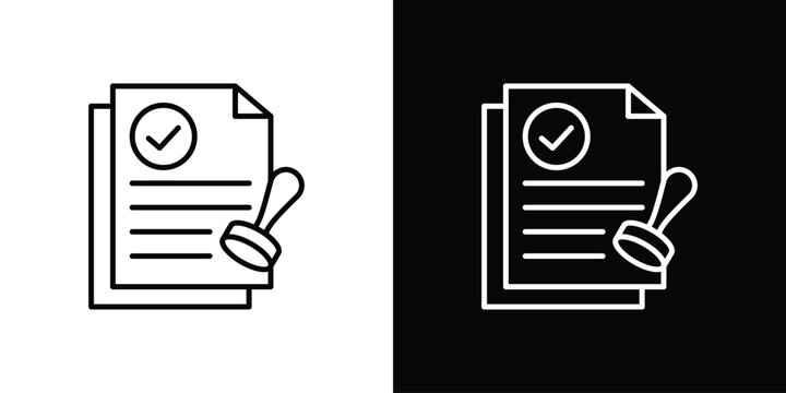 Approved document icon in line design. editable stroke icon.