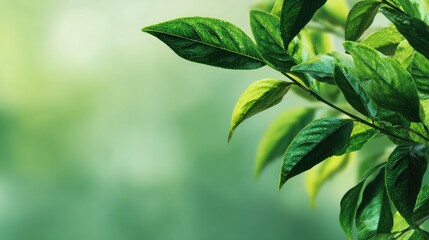 Closeup fresh green leaves nature background