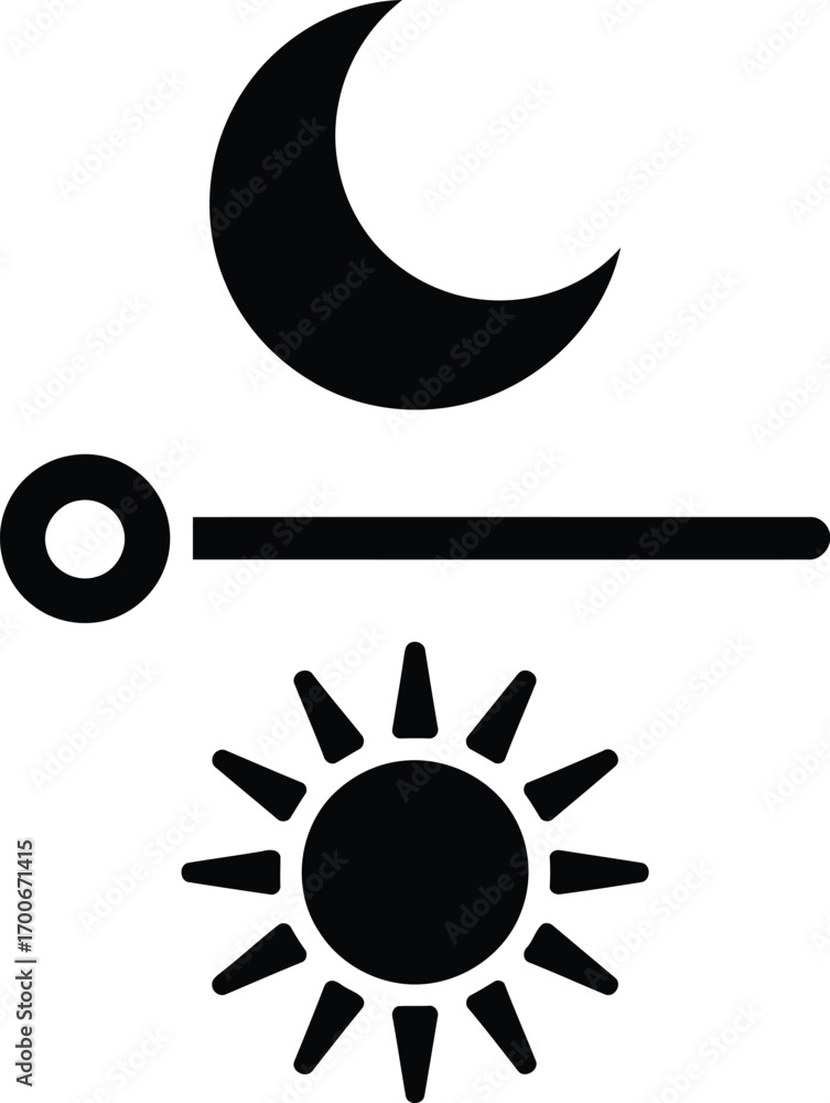 Aufkleber brightness level selection interface with sun and moon icons representing high and low extremes slid