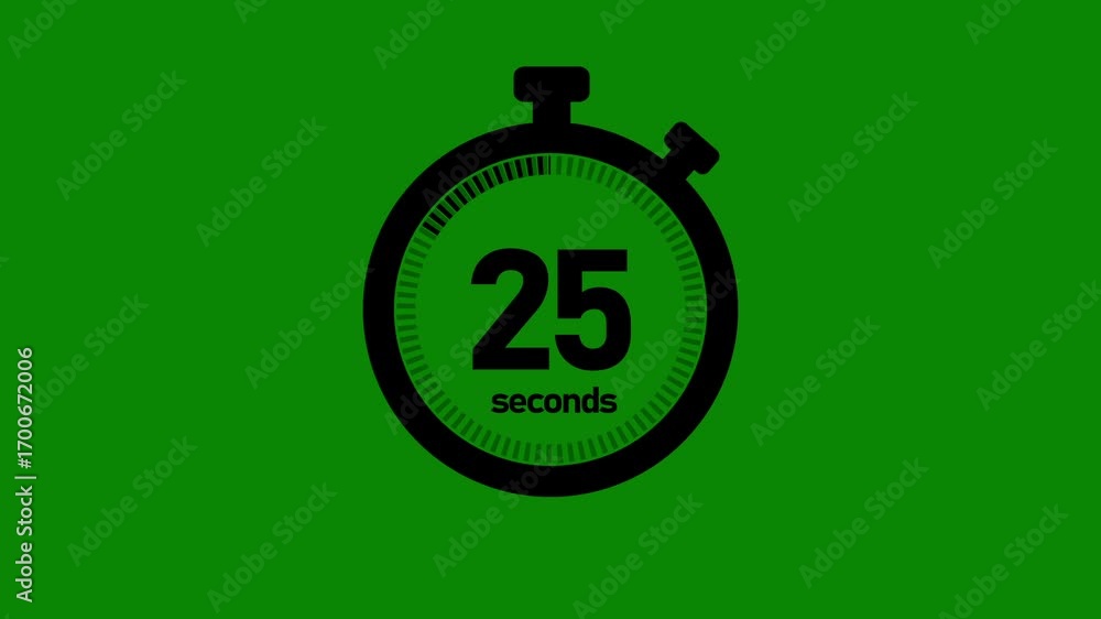 Poster 30 to 0 seconds countdown timer with analog clock icon animation . 20 second timer animation .