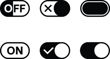 Toggle Switches Representing the On and Off States User Interface Design Elements for Websites and Apps Modern Graphic Icons Collection