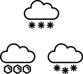 Weather Pattern Pictograms Showcasing Clouds with Diverse Precipitation Including Snow Ice Pellets and Mixed Precipitation Representing Various Atmospheric Conditions and Meteorological Phenomena