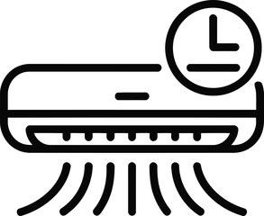 Air Conditioner with Timer Icon A Modern Representation of Cooling Technology and Convenience in a Single Clean Design Aesthetic