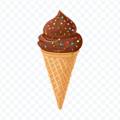 realistic 3d Ice cream cone in different style isolated on transparent background	